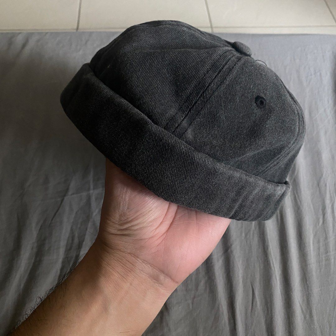 Dark Grey Denim Cap (Category: Caps & Hats) located in Makati City. Submitted by hyperdrive_mnl (Listing ID 1431826677, Image 2). Description: - Dark grey denim cap - Button detail on top - Curved brim - Adjustable strap at the back - Brass buckle - Comfortable and stylish Location: Near Circuit Makati.