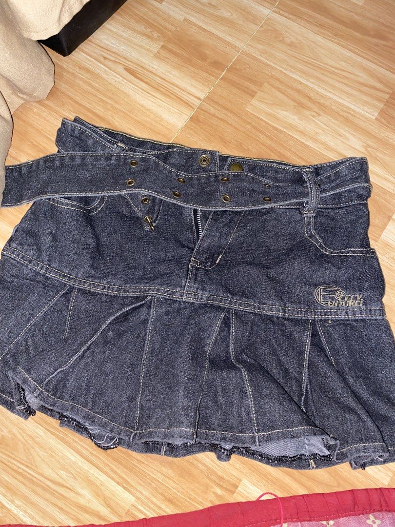 Denim Pleated Skirt with Belt (Category: Skirts) located in Bulacan. Submitted by wardrobelite (Listing ID 1431863121, Image 1). Description: ೀ.ᐟ medium (27-28) ೀ.ᐟ needs a bucker ೀ.ᐟ shipping fee will be shouldered by the customer.