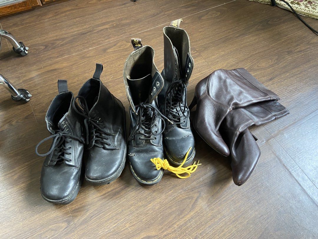 TAKE ALL Dr. Martens Boots and Brown Boots (Category: Boots) located in Quezon City. Submitted by aksccc (Listing ID 1431846284, Image 2). Description: Decluttering TAKE ALL dr martens boots and brown boots Kasya sa 21-23cm.