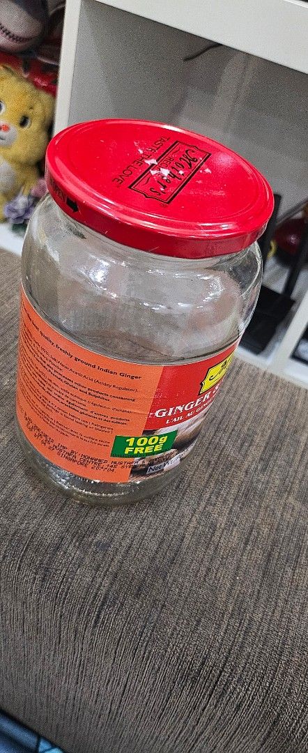 Empty Glass Jar with Red Lid