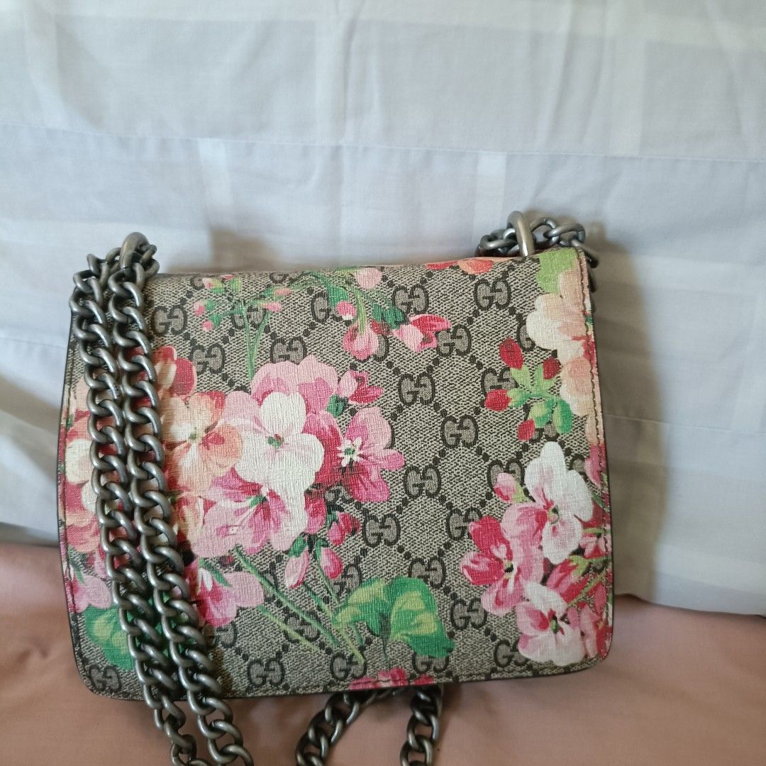 Gucci Dionysus Floral Shoulder Bag (Category: Luxury Bags & Wallets) located in Cainta. Submitted by prelovedbags06 (Listing ID 1431806477, Image 2). Description: - Authentic Gucci Dionysus shoulder bag - Stunning floral print - Iconic tiger head closure - Elegant chain strap - Luxurious burgundy suede-like interior - Classic GG pattern exterior - Spacious interior - Serial number present size mini.