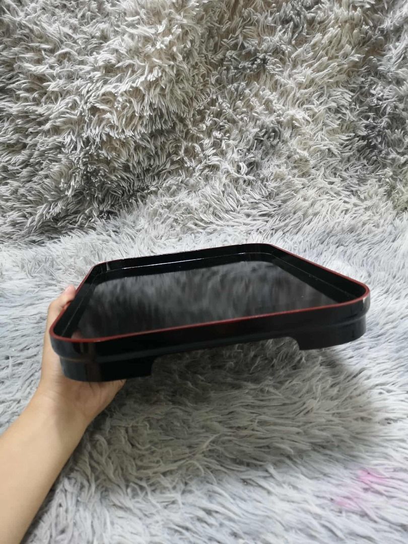 Japanese Style Rectangular Plastic Serving Tray (Category: Bakeware) located in Santa Cruz. Submitted by jmy_surplus.2 (Listing ID 1431825212, Image 2). Description: Size ; L - 26 W - 36 H - 4 Color ; Black Type ; Tray Brand ; No brand Material ; Plastic Style ; Black plastic Tray JMA JMY 5 Batch #198.