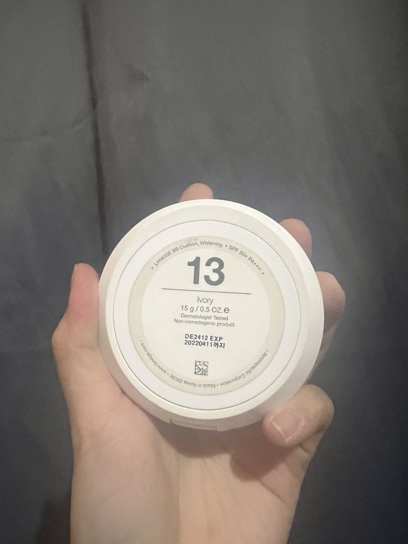 Laneige BB Cushion (Category: Makeup) located in Manila. Submitted by luxcurious (Listing ID 1431899357, Image 3). Description: - Laneige BB Cushion - Ivory 13 - SPF 50+ - Includes mirror - No sponge applicator - Non-comedogenic - This item is already a refill (not yet used).