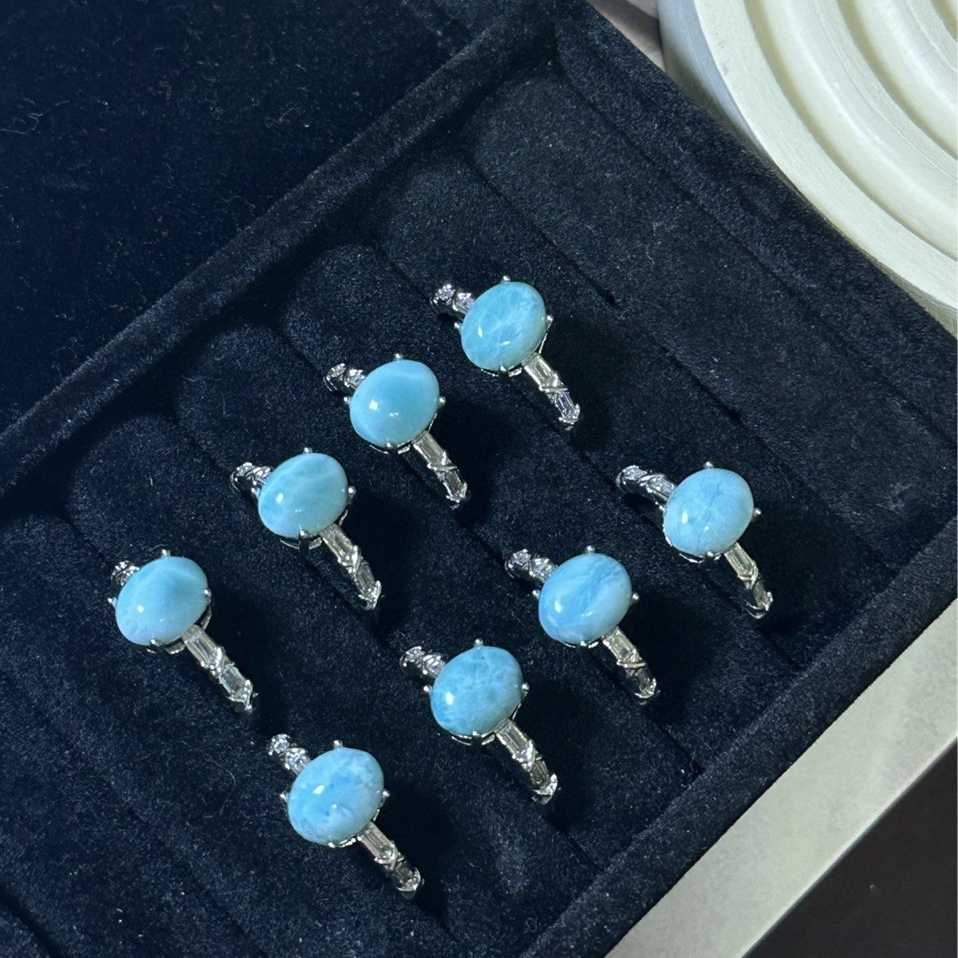 Larimar Adjustable Ring (Category: Rings) located in Singapore. Submitted by lilygemssg (Listing ID 1431925374, Image 1). Description: Super pretty larimar adjustable ring! Item is not S925, it’s copper base with silver plated. 8 available! FCFS to choose. 2 for additional $1 off :).