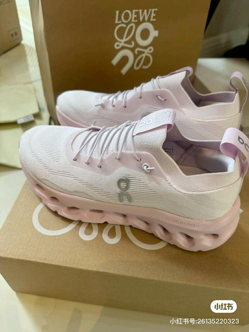 Loewe x On Cloudtilt Sneakers - Pink (Category: Sneakers) located in Bulacan. Submitted by thinetine (Listing ID 1431872614, Image 1). Description: - Loewe x On collaboration sneakers - Eye-catching pink color - Features Loewe logo - Distinctive sole design with visible CloudTec Phase technology - Comes with original box - Unworn condition.