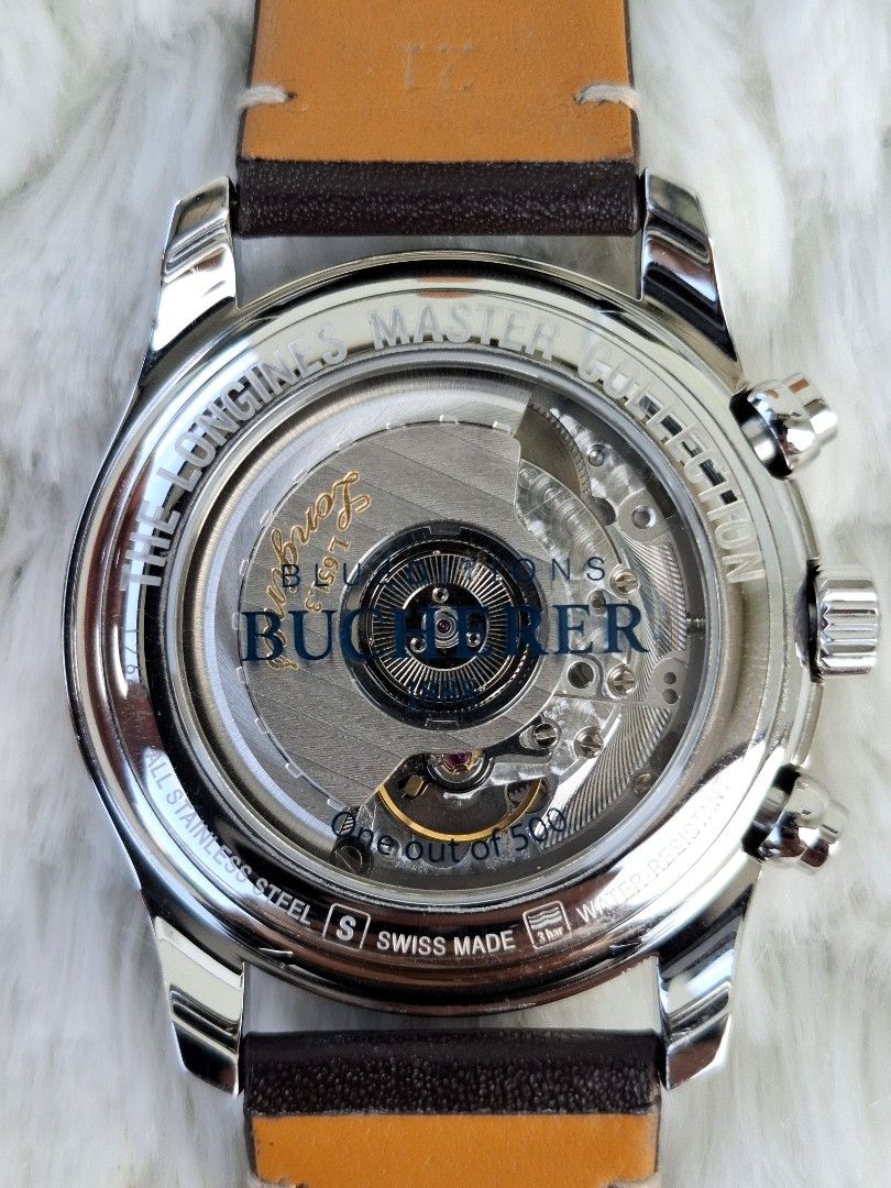 Longines Master Collection bucherer (Category: Luxury Watches) located in Antipolo. Submitted by 48watches (Listing ID 1431937760, Image 3). Description: CLAIM THIS PIECE❗️❗️❗️ Longines Master Collection chrono bucherer blue limited to 500 pcs worldwide. Ref : L2.269.4.99.2 Dize : 40mm Dial : Blue with white sub dial Movement : Automatic Year : 2021 Strap : brown / Calf skin Condition : 9.5 / 10 Inclusion : Complete set GRAB this for only : 159,0