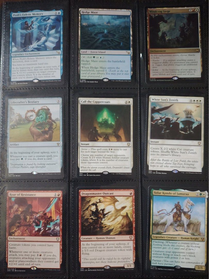 MTG Cards - Assorted Rare Cards EACH (Category: Raw Singles) located in Rizal. Submitted by heyninya (Listing ID 1431866200, Image 2). Description: Jeska's will = 2300 Seedborn Muse = 700 King of the Oathbreakers = 150 Goblin Bombardment = 400✨ Maul of the Skyclaves = 150 Determined Iteration = 600 Forsaken Monument = 500 Master Of Pearls = 150 Blasphemous Act = 200 Proft's Eidetic Memory = 600 Hedge Maze = 1300 Windcrag Siege = 250 Lifecrafter's