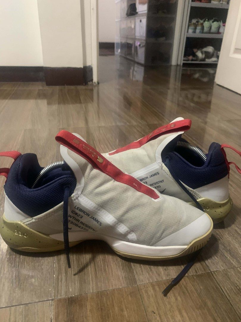 RUSH FOR SALE !Auth Lebron Ambassador 11 (Category: Sneakers) located in Pasig City. Submitted by howsofpreloved (Listing ID 1431900798, Image 1). Description: For sale Auth Lebron Ambassador 11 Nike LeBron James basketball sneakers - Colorway: White, beige, and red - Features a pull tab - Blue inner lining - Sole: White and gold ⚠️ IMPORTANT – PLEASE READ 💬 For any questions or clarifications, feel free to send a message before placing an offer