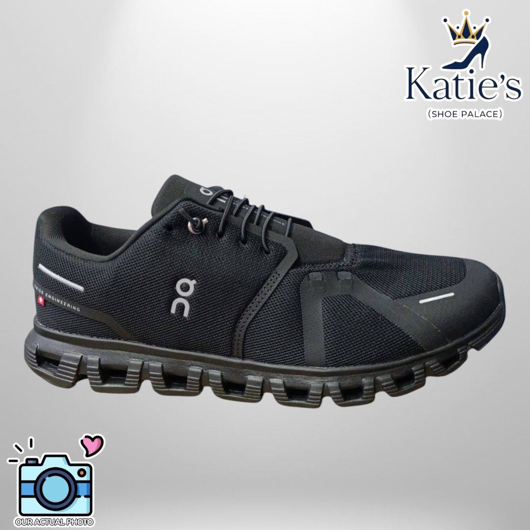 ON CLOUD 6 - ALL BLACK (SIZES 41 up to 45) (Category: Sneakers) located in Rizal. Submitted by khendrascloset (Listing ID 1431987719, Image 3). Description: The shoe in the image is the On Cloud 6 in the "All Black" or "Black | Eclipse" colorway. This model is an upgraded version of the signature On Cloud silhouette, featuring improved geometry for enhanced comfort, cushioning, and stability. Key technical features include: Zero-Gravity CloudTec®