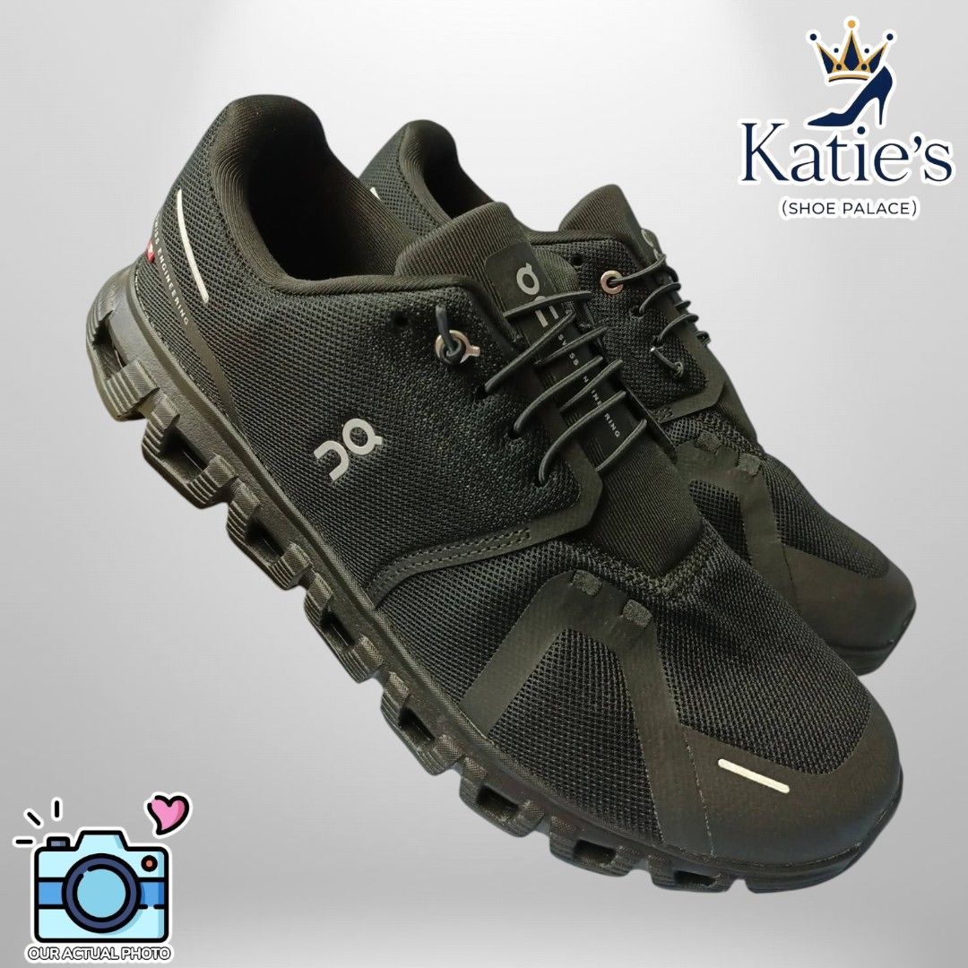ON CLOUD 6 - ALL BLACK (SIZES 41 up to 45) (Category: Sneakers) located in Rizal. Submitted by khendrascloset (Listing ID 1431987719, Image 2). Description: The shoe in the image is the On Cloud 6 in the "All Black" or "Black | Eclipse" colorway. This model is an upgraded version of the signature On Cloud silhouette, featuring improved geometry for enhanced comfort, cushioning, and stability. Key technical features include: Zero-Gravity CloudTec®