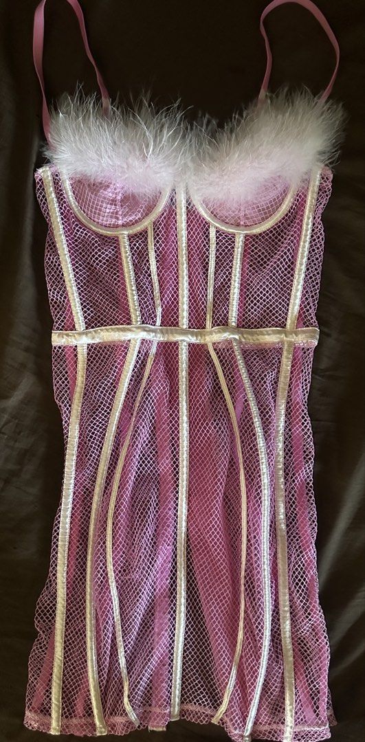 Pink Mesh Corset with Fur (Category: Others Tops) located in Paranaque City. Submitted by eckadcms (Listing ID 1431876387, Image 2). Description: Bought it during TikTok live ( I’m not sure if it’s brand new or preloved ) — RFS : It doesn’t fit me Best fit for XS with 32” bust - Pink mesh corset - White trim & fur neckline detail - Adjustable straps - Vertical boning for structure Delivery via grab / Lalamove & J&T.
