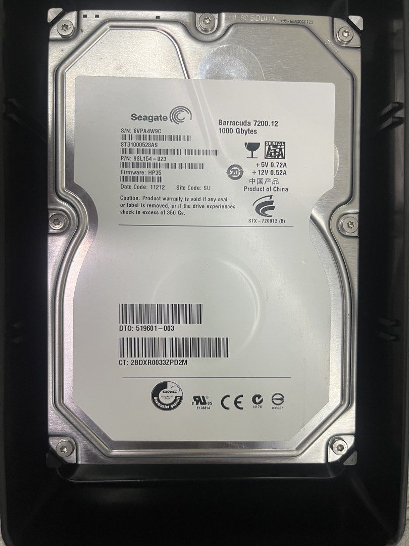 Seagate Barracuda 1TB hard disk not working