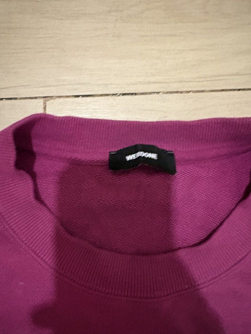 We11done Logo Sweatshirt - Magenta (Category: Coats, Jackets and Outerwear) located in Manila. Submitted by jlogup08 (Listing ID 1431978090, Image 2). Description: - Authentic We11done sweatshirt - Vibrant magenta color - Size: XL best fit - Features brand logo on front - Brand name detail on sleeve - Crew neck design - Made in Korea - Material: 99% cotton, 1% polyurethane.