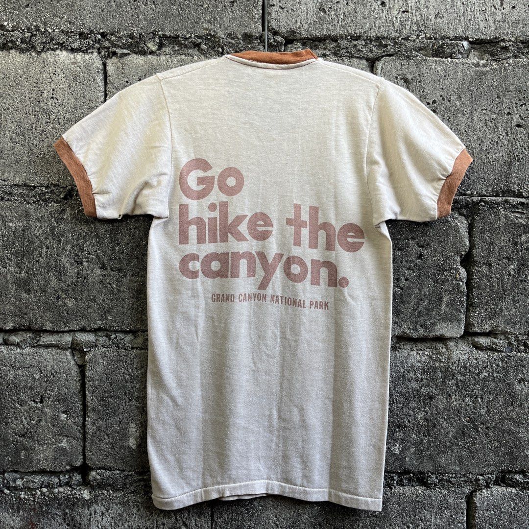 1970s Go Hike the Canyon Ringer Tee (Category: Tshirts & Polo Shirts ) located in Bacoor. Submitted by setenta___ (Listing ID 1432144002, Image 1). Description: No front print (forgot to take a pic) One issue on last slide Small on tag, 15” by 25” ₱2500 shipped.
