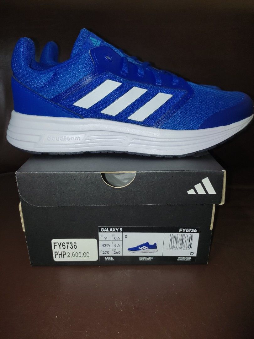 Adidas Galaxy 5 Running Shoes - Blue (Category: Sneakers) located in Balanga. Submitted by superbhetz1 (Listing ID 1432196219, Image 1). Description: - Adidas Galaxy 5 running shoes - Color: Blue - Size: US 9, UK 8 1/2, EUR 42 2/3 - Model: FY6736 - Original Price: PHP 2,000 - Includes original box.