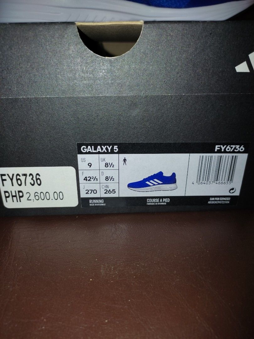 Adidas Galaxy 5 Running Shoes - Blue (Category: Sneakers) located in Balanga. Submitted by superbhetz1 (Listing ID 1432196219, Image 3). Description: - Adidas Galaxy 5 running shoes - Color: Blue - Size: US 9, UK 8 1/2, EUR 42 2/3 - Model: FY6736 - Original Price: PHP 2,000 - Includes original box.