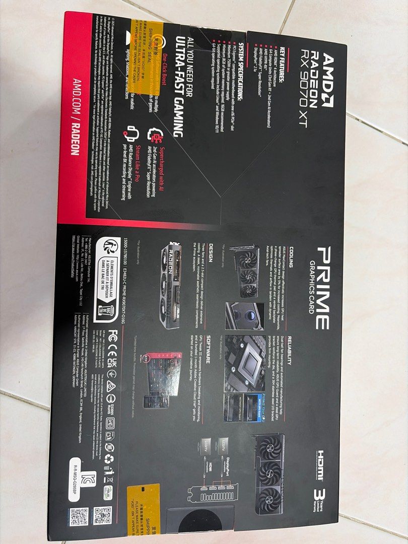 ASUS Radeon RX 9070 XT Prime Graphics Card, Computers & Tech, Parts ...