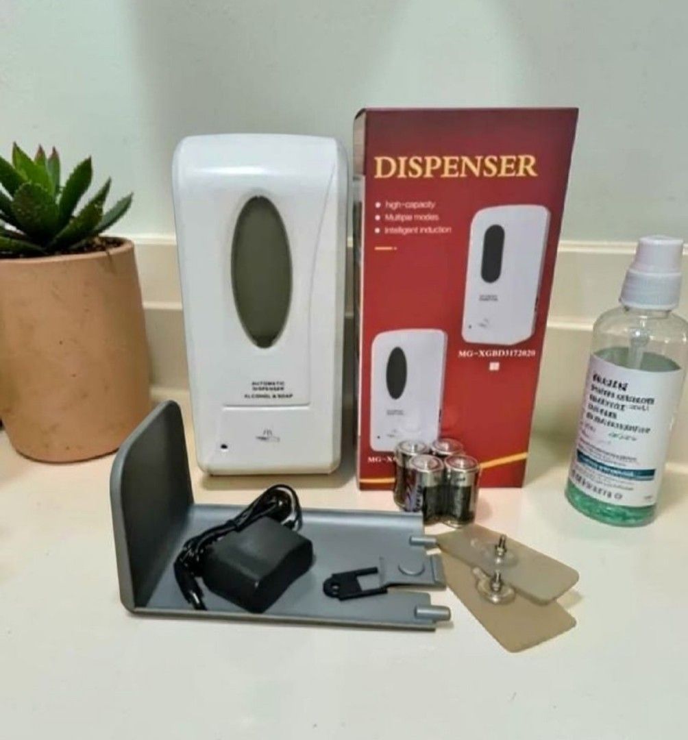 Automatic Alcohol Soap Dispenser 1000ml Wall Mount (Category: Medical Supplies & Tools) located in Manila. Submitted by emil_online_shop (Listing ID 1432165161, Image 1). Description: Automatic Alcohol Soap Dispenser 1000ml Wall Mount Features infrared and ultraviolet sensor technology. It dispenses alcohol or liquid soap when hands are placed below. The dispenser comes with a set of screws for wall mount, A power adapter, and batteries for its d