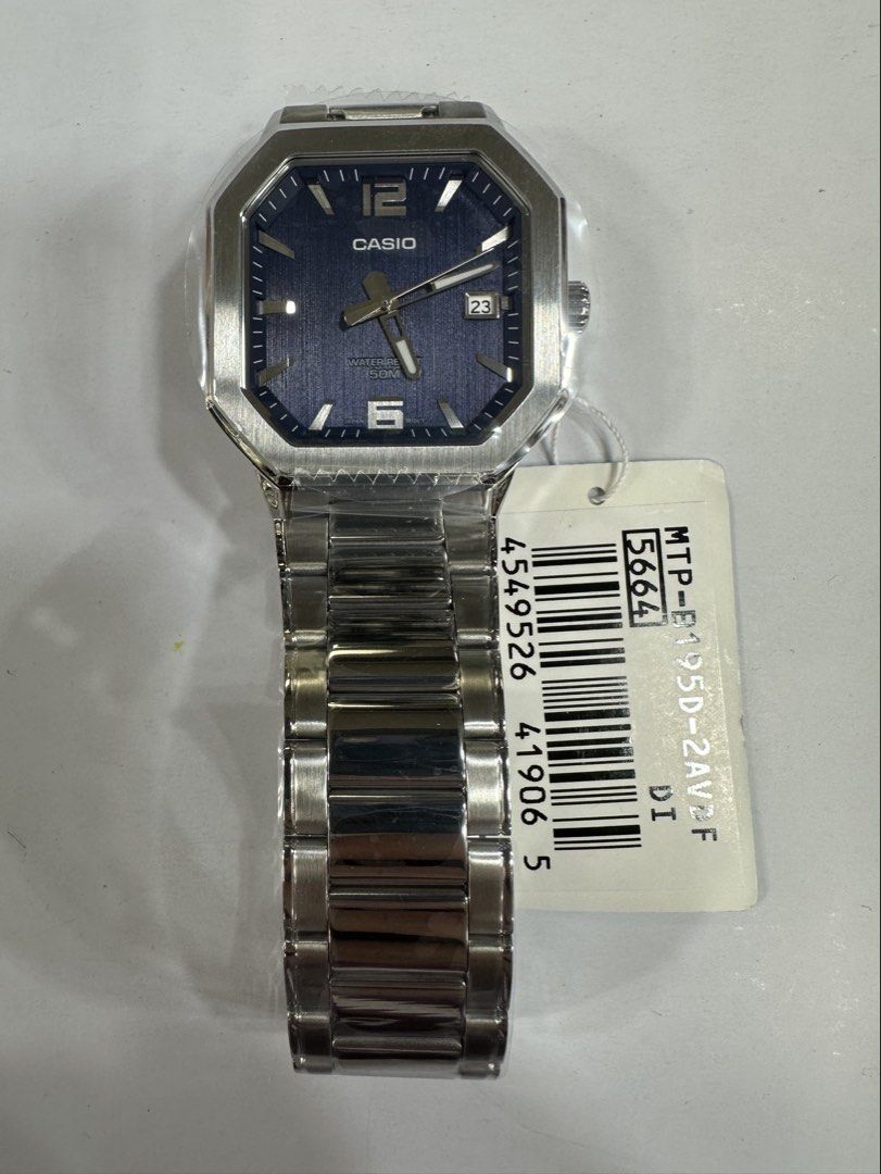 Casio Watch MTP-B195D-2A (Category: Luxury Watches) located in Manila. Submitted by seikowatchfactory (Listing ID 1432069430, Image 2). Description: BNIB 10/10 Model: MTP-B195D-2A Price: 4495 Specifications: Case Size: 46.5 x 38 x 8.3mm Weight: 114g Case and Bezel material: Stainless Steel Stainless Steel Band One-touch 3 fold clasp 50-meter Water Resistance Approx. battery life: 3 years on SR920SW Mineral glass Regular timekeeping Analog: 3 hand