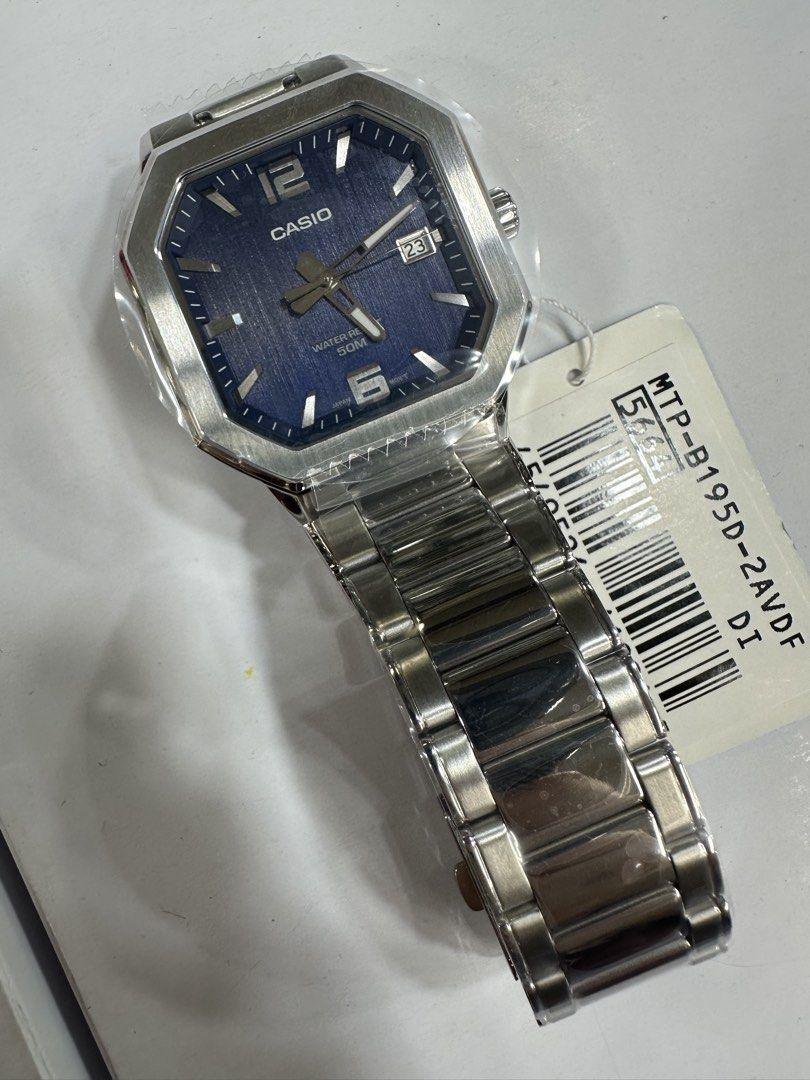Casio Watch MTP-B195D-2A (Category: Luxury Watches) located in Manila. Submitted by seikowatchfactory (Listing ID 1432069430, Image 3). Description: BNIB 10/10 Model: MTP-B195D-2A Price: 4495 Specifications: Case Size: 46.5 x 38 x 8.3mm Weight: 114g Case and Bezel material: Stainless Steel Stainless Steel Band One-touch 3 fold clasp 50-meter Water Resistance Approx. battery life: 3 years on SR920SW Mineral glass Regular timekeeping Analog: 3 hand