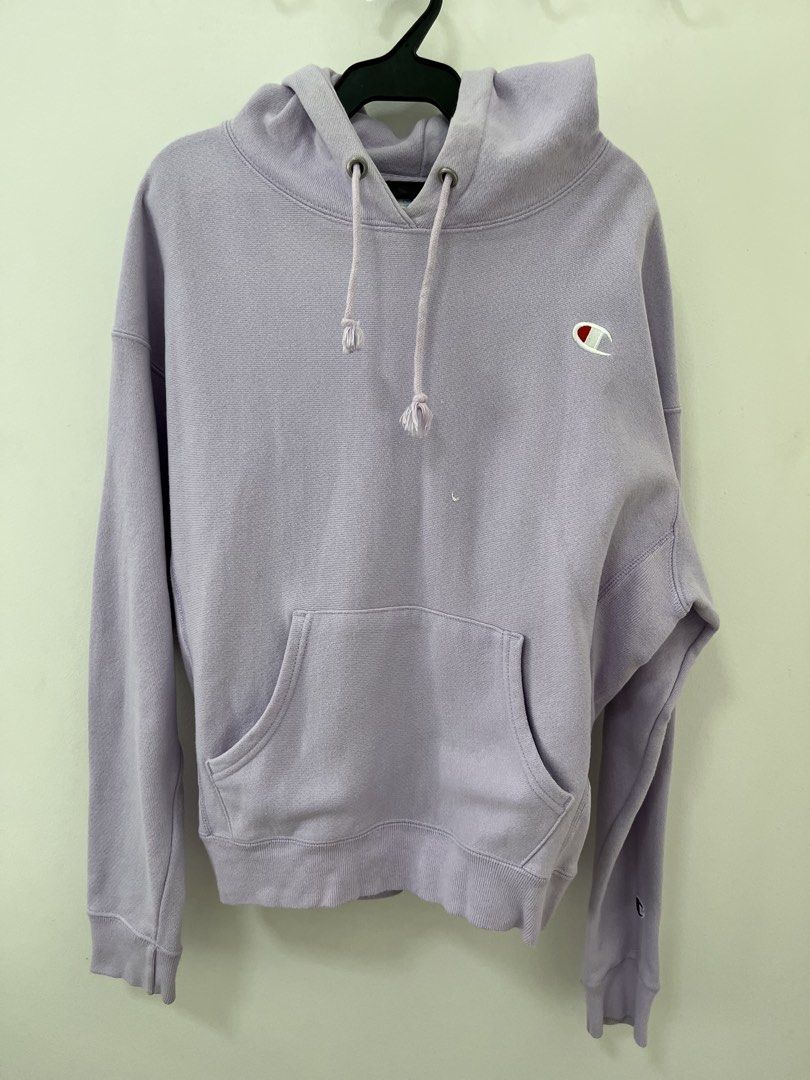 Champion Reverse Weave Hoodie - Lavender (Category: Hoodies) located in Cavite. Submitted by letsgosab (Listing ID 1432195729, Image 1). Description: - Lavender Champion Reverse Weave hoodie - Size: Medium - Classic Champion logo on chest - Kangaroo pocket - Drawstring hood - Ribbed cuffs and hem - Comfortable and stylish.