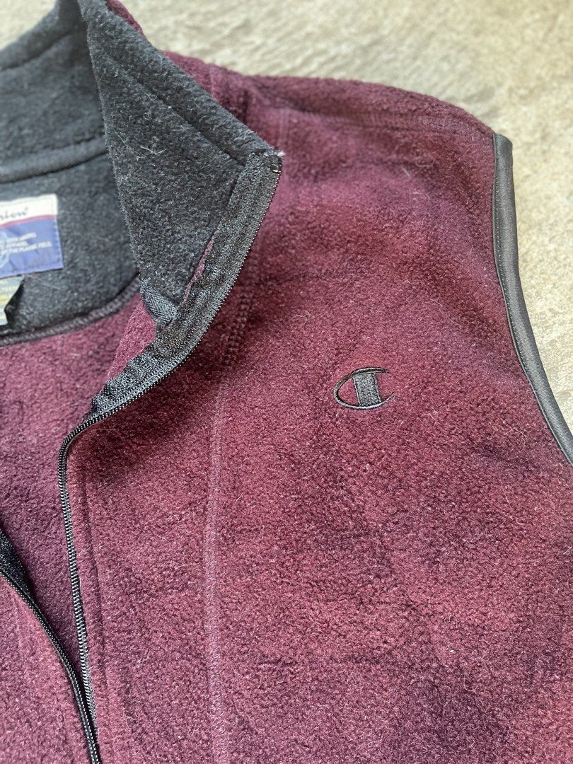 Champion Vintage Fleece Jacket (Category: Activewear) located in Manila. Submitted by carl2628 (Listing ID 1432088168, Image 3). Description: Champion Vintage Fleece Vest Price: 300 + SF Small on tag L: 25.5 w: 20 .