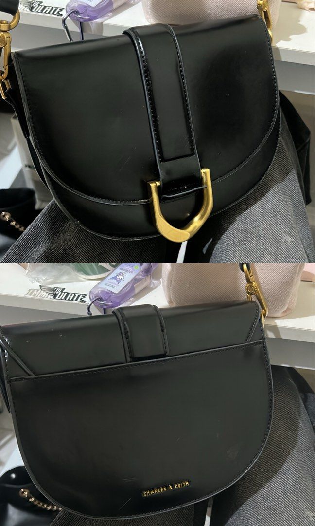Charles & Keith Gabine Saddle Bag in Medium Black (Category: Shoulder Bags) located in Baguio. Submitted by azirez9 (Listing ID 1431785942, Image 3). Description: last price! got it around sept 2025 from: @lushpicks on ig rfs: decluttering my bags courier: jnt or lbc loc: baguio.