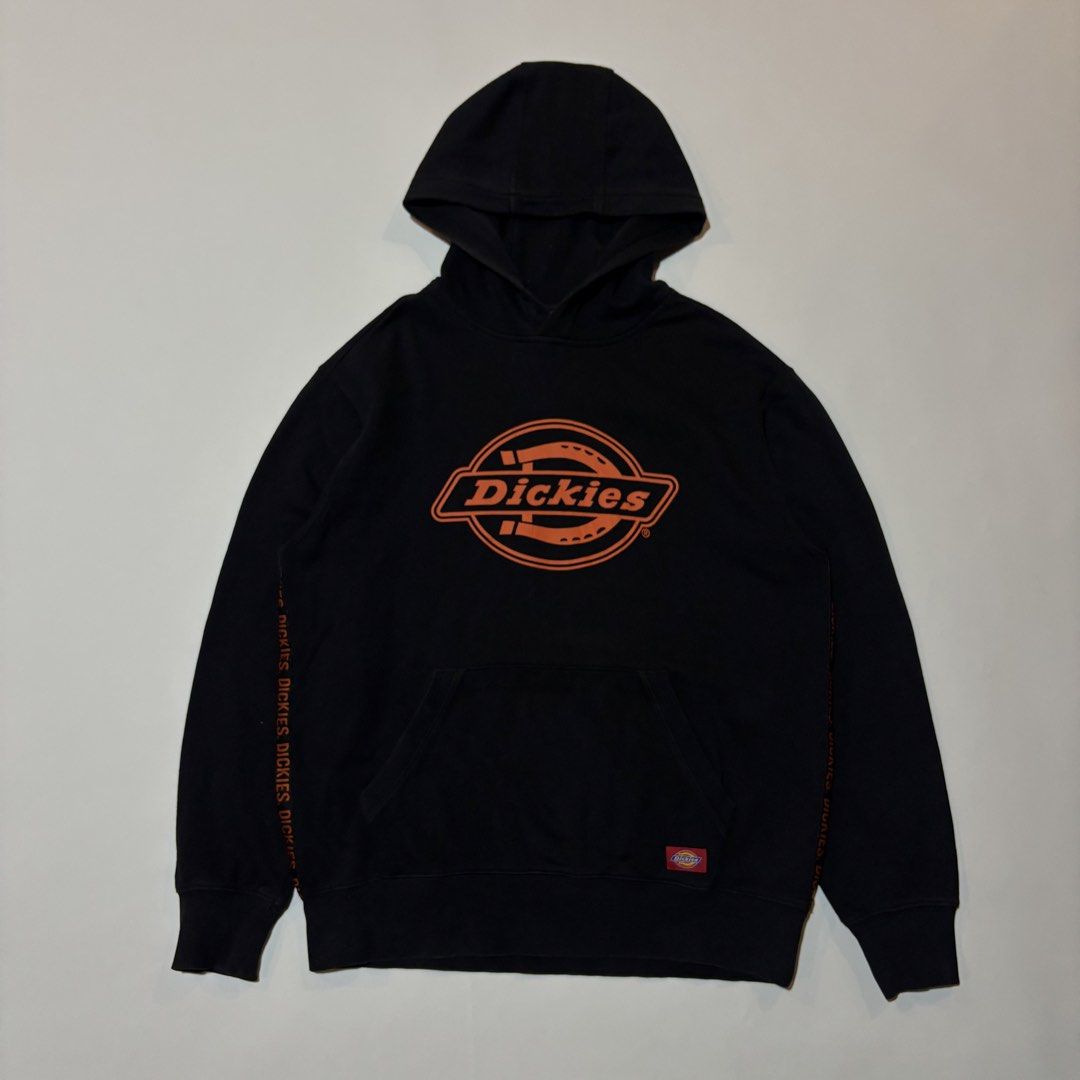 Dickies Black Hoodie (Category: Hoodies) located in Dipolog. Submitted by dionato (Listing ID 1432088237, Image 1). Description: - Black Dickies hoodie - Orange logo on front - Dickies text on sleeves - Kangaroo pocket and hood - Size: L - Made in China - Fabric: 60% cotton, 40% polyester.