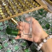 Empty Perfume Bottle with Green Cap (Category: Fragrance & Deodorants) located in Quezon City. Submitted by glasspak.ph (Listing ID 1432075326, Image 3). Description: - Empty perfume bottle - GPP-191, 50ml - Clear, rectangular bottle - Green cap with gold band - Gold-colored screw-type sprayer - Individually wrapped.