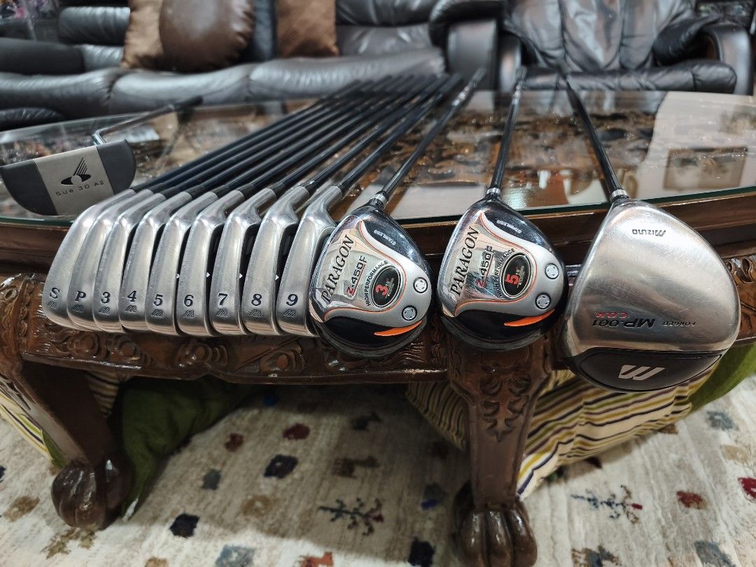 Golf Set (Category: Golf) located in Paranaque City. Submitted by manilagolfmarket (Listing ID 1432134901, Image 1). Description: For Sale Golf Set. °Mizuno Pro TC 29 R flex graphite shaft irons. °Paragon 3&5 woods °Mizuno MP001 11° driver °UA semi mallet putter. Bag included for only 12.4k pick up Bf Paranaque free shipping within MM. in good condition.