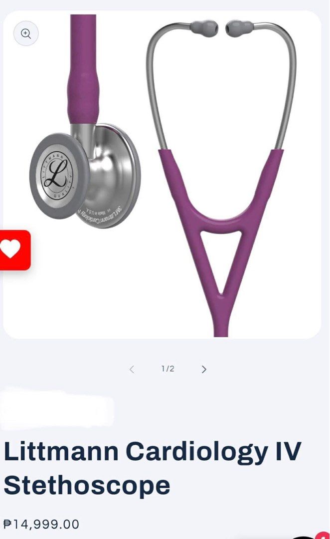 Littmann Cardiology IV Stethoscope (Category: Medical Supplies & Tools) located in Makati City. Submitted by loveddosun (Listing ID 1432011695, Image 3). Description: Littmann Cardiology IV Selling at a Discounted price FS: Littmann Cardiology IV Stethoscope Complete Package : Brand New in Box • Stethoscope • Original box • Extra earpieces / accessories ₱14,000 (negotiable) See photos.