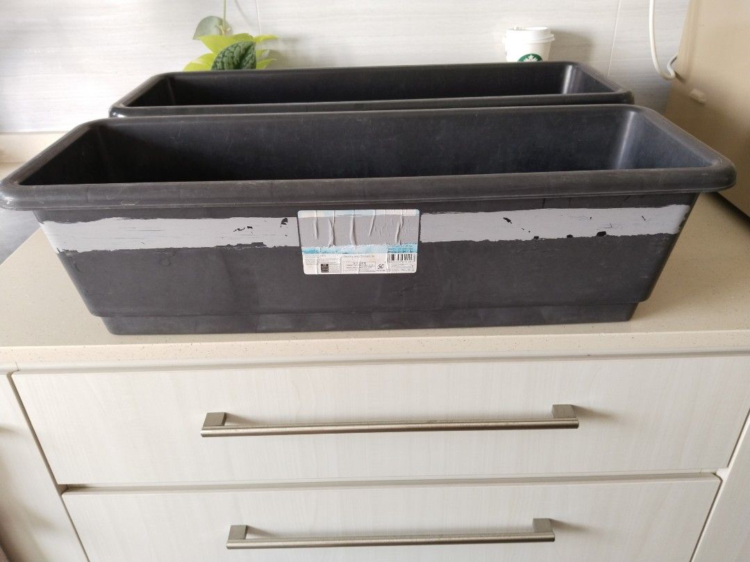 Long Rectangular Planter Box (Category: Pots & Planters) located in Singapore. Submitted by icilike (Listing ID 1432005746, Image 3). Description: Brown rectangular planter box. 2 available. - Made of durable plastic. - Have drainage holes. - Perfect for planting flowers, herbs, or vegetables. - Dimensions: L63.5xD18x W23 cm - price is for 1..