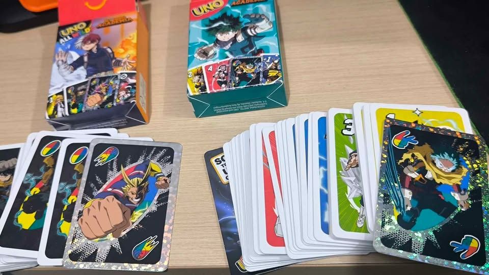 Mcdo UNO Cards (My Hero Academia) (Category: Raw Singles) located in Makati City. Submitted by johnnormanr.estuista (Listing ID 1432176538, Image 2). Description: Mcdo UNO Cards (My Hero Academia) ✅ Brand new ✅ 200 each, 380 set ✅ With box and paper instruction ✅ Slightly negotiable ✅ Never been used RFS: Decluttering.