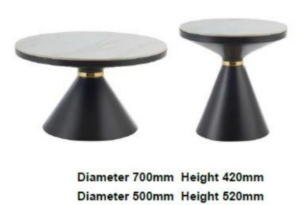 Modern Marble Top Side Tables (Category: Tables & Sets) located in Caloocan City. Submitted by alverstone.vault-66026 (Listing ID 1432008109, Image 1). Description: - Modern side tables - White marble top - Black base with gold accents - Set of 2 - 700mm diameter x 420mm height - 500mm diameter x 520mm height - Perfect for living rooms and bedrooms - Adds elegance to your space.