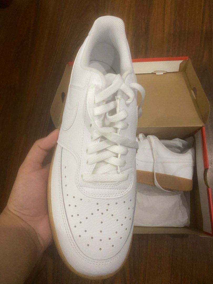 Nike Court Vision Low White Gum (Category: Sneakers) located in Manila. Submitted by jiroooo (Listing ID 1432030759, Image 3). Description: - Nike Court Vision Low - White upper - Gum sole - US size 11.5 - Includes original box - White laces - Nike swoosh on the side Never been used RFS : wrong size.