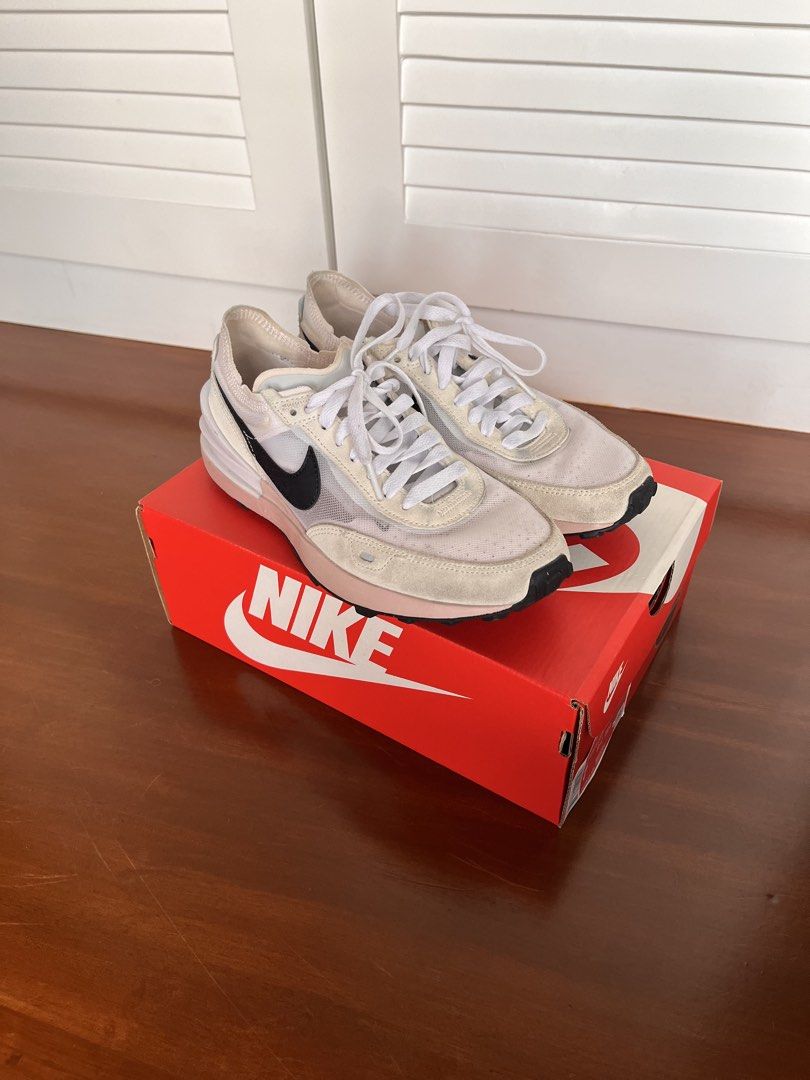 Nike Waffle One - White (Category: Sneakers) located in Paranaque City. Submitted by threadup (Listing ID 1432031855, Image 3). Description: - Nike Waffle One sneakers - Color: White - Size: US 7 - Features: - Black swoosh - White sole - Mesh upper - Includes original red Nike box.