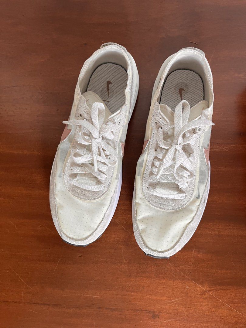 Nike Waffle One Sneakers (Category: Sneakers) located in Paranaque City. Submitted by threadup (Listing ID 1432031723, Image 2). Description: - Nike Waffle One sneakers - Size 7 - Light colorway - Includes original box - White laces and sole - Authentic Nike logo visible.