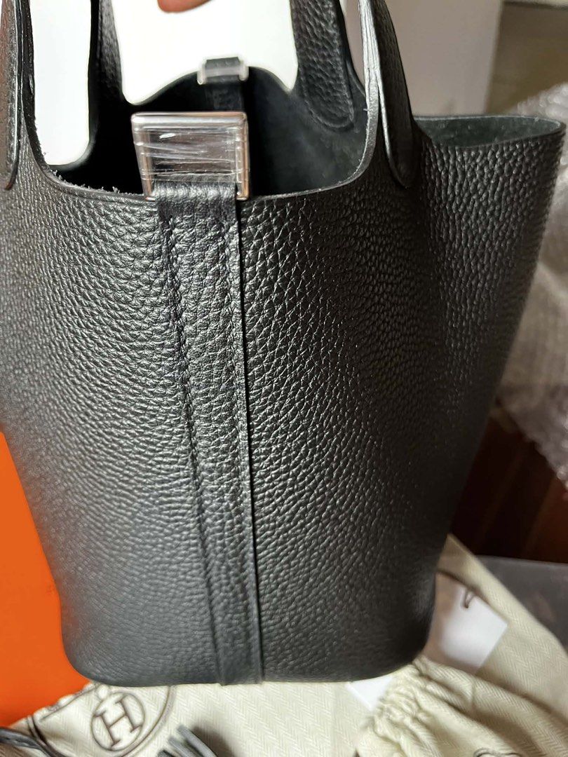Onhand (Category: Luxury Bags & Wallets) located in Taytay. Submitted by prettypicks_1188 (Listing ID 1432094751, Image 3). Description: Hermes Picotin 18cm Handstitch Black in silver hardware .