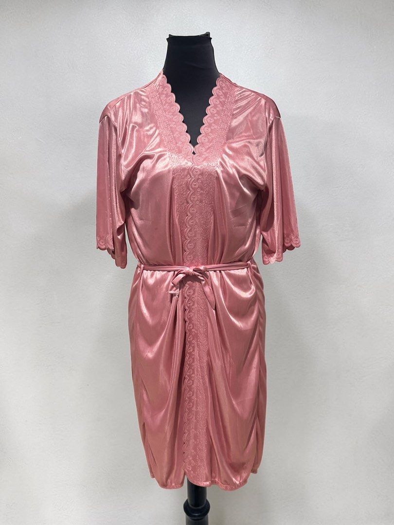 Pink Satin Robe and Slip Dress Set (Category: Dresses) located in Santa Cruz. Submitted by homedecluttersale (Listing ID 1432145021, Image 1). Description: • Bought online • Used but not abused • Fits medium to large • In excellent condition • Photos taken using mannequin only 🚚 Shipping via J&T only 📦 Shipping fee to be shouldered by buyer 💳 Mode of payment: GCash 📍 Santa Cruz, Laguna.