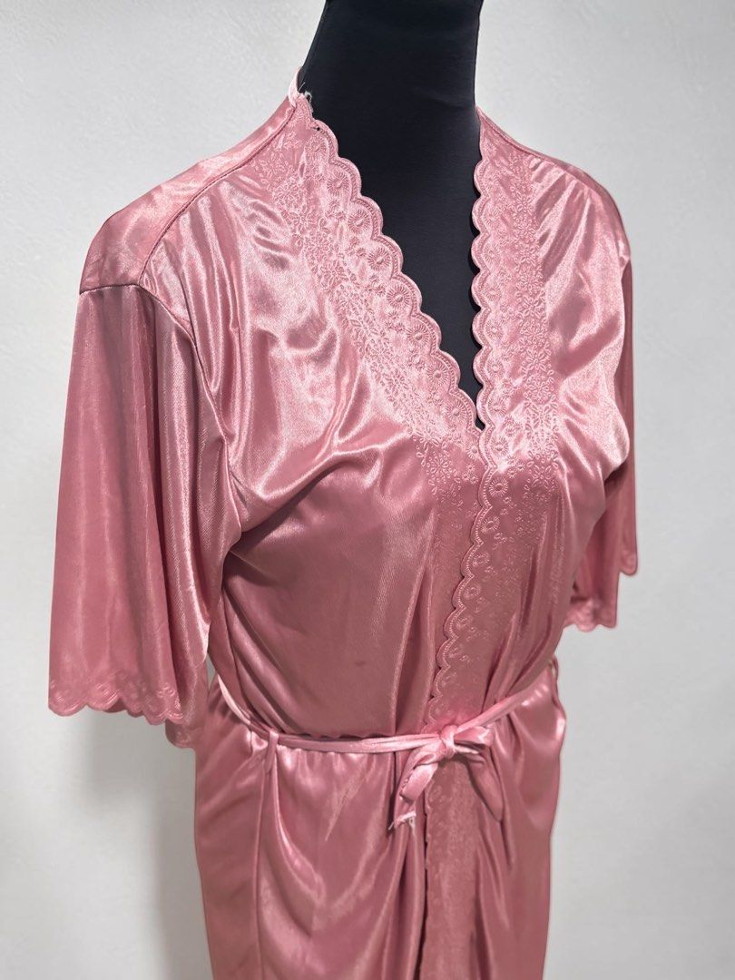 Pink Satin Robe and Slip Dress Set (Category: Dresses) located in Santa Cruz. Submitted by homedecluttersale (Listing ID 1432145021, Image 3). Description: • Bought online • Used but not abused • Fits medium to large • In excellent condition • Photos taken using mannequin only 🚚 Shipping via J&T only 📦 Shipping fee to be shouldered by buyer 💳 Mode of payment: GCash 📍 Santa Cruz, Laguna.