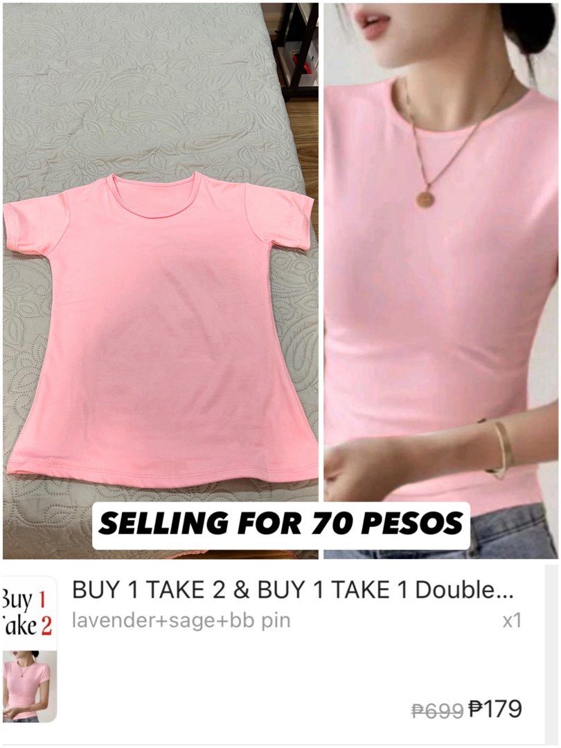 Pink T-shirt (Category: Shirts) located in Manila. Submitted by samisellstuff (Listing ID 1432175775, Image 1). Description: 🔴 LAST PRICE NA ANG EVERYTHING :) 🔴 LOCATION: grand monaco la potenza, monaco avenue, pasig city 🔴 PAYMENT: STRICTLY gcash only. PAY BEFORE SHIPPING 🔴 DELIVERY: if ASAP - lalamove, if WILLING TO WAIT - J&T 🔴 no measurements, wala po akong pang measure :( 🔴 my measurements for reference - height: 5’2 - waist: 25 inches