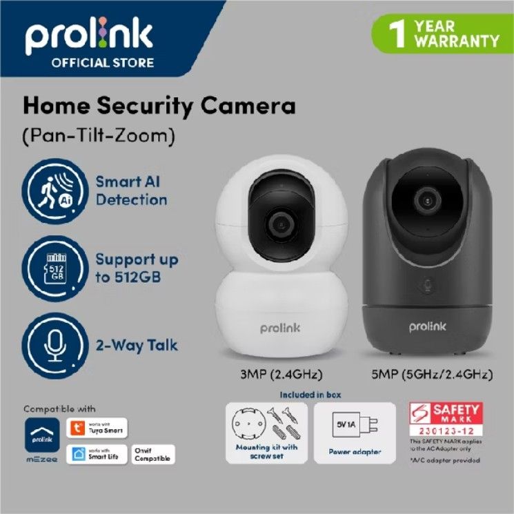 Prolink Home Security Camera (Pan-Tilt-Zoom), Furniture & Home Living ...