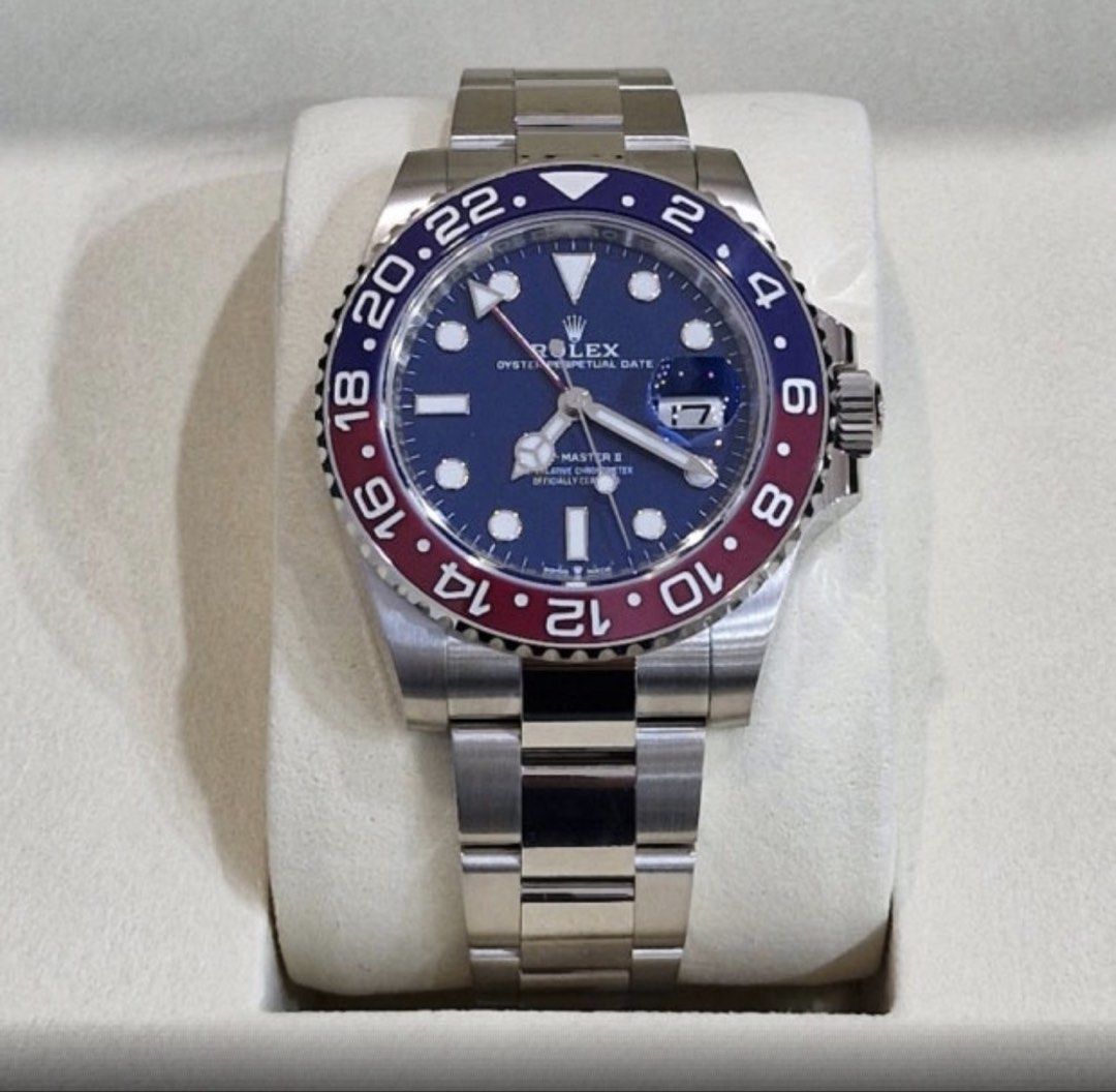 Rolex GMT-Master II Pepsi (Category: Luxury Watches) located in Manila. Submitted by kimdowoodo63789 (Listing ID 1432052606, Image 2). Description: Rolex GMT-Master II 126719BLRO (White Gold Pepsi Blue Dial) ✔️ Brand New – Unworn ✔️ Dated December 2025 ✔️ Full Set (Complete Box & Papers) ✔️ Stunning Blue Dial – Highly Desirable Model 💰 LOWEST PRICE IN THE MARKET – FIRM Serious buyers only. First come, first served. 📩 Message me for details / de