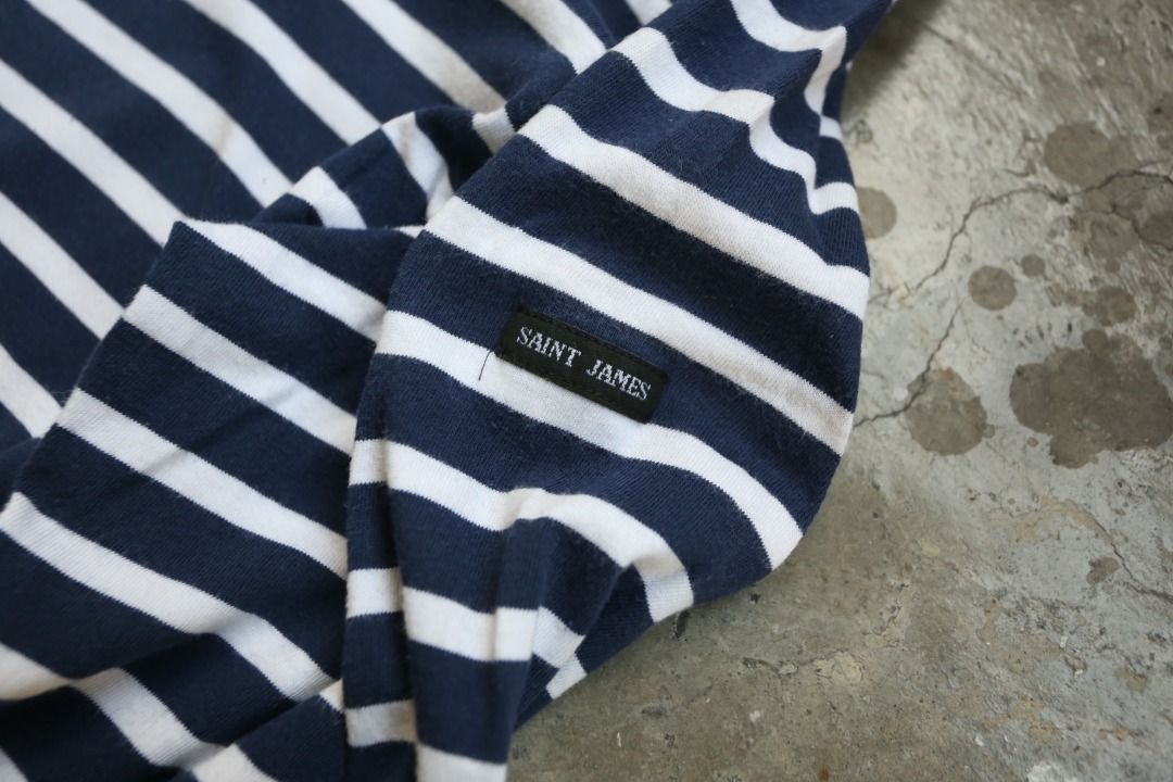 Saint James - Breton Striped Shirt (Category: Tshirts & Polo Shirts ) located in Manila. Submitted by graymatter_ (Listing ID 1432111194, Image 3). Description: Saint James - Breton Striped Shirt In 1889, the Breton “Mariniere” or fisherman shirt was invented by Saint James founder Léon Legallais. This dense cotton version features a boatneck collar and simple construction so as not to hinder fishermen’s movements while at work. Tagged Size: L Co