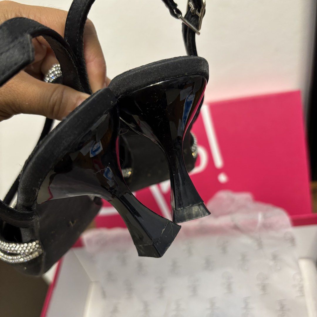 Sofab Black Heels|Pointed toes|Casual (Category: Heels) located in Cavite. Submitted by Cheapips (Listing ID 1432075430, Image 3). Description: 💯 ORIGINAL SOFAB - Used once (wedding event) - Bought Aug 2025 - Size 36 - 1.5 inches heels - Pointed toes - Comfy & Elegant - Good for all occassions - Comes with original box - No damages - All stones are complete.