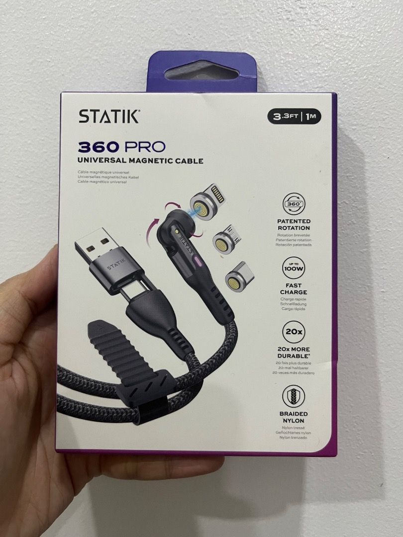 Statik 360 Pro Universal Magnetic Cable (Category: Cables & Adaptors) located in Binan City. Submitted by tring_ (Listing ID 1432051073, Image 1). Description: Statik 360 Pro Universal Magnetic Cable 3.3 feet RFS: duplicate Payment via GoTyme or Gcash Shipping is through J&T Express 🤍 .