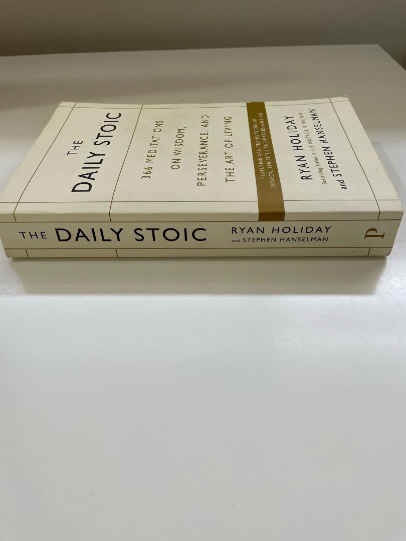 The Daily Stoic by Ryan Holiday (Category: Storybooks) located in Las Pinas. Submitted by strandedonarock (Listing ID 1432056985, Image 2). Description: 💫 Preloved | From personal collection Condition: - Used - Minor visible marks - No highlights or annotations - Overall in good condition - 366 daily meditations. - Focuses on wisdom, perseverance, and living well. - Includes new translations of Stoic philosophers: Seneca, Epictetus, and Marcus A
