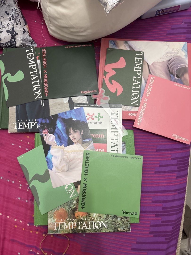 TXT The Name Chapter: Temptation Album (Category: K-Wave Merchandise) located in Quezon City. Submitted by armeshops (Listing ID 1432048276, Image 2). Description: - 150 php each - 400 php only if will buy ALL - inclusions: CD, lyric booklet, photo album, poster, & one (1) freebie of your choice (either pink bookmark, kai postcard, or sticker sheet) unless you buy them all, you’ll get them all 🥳 .