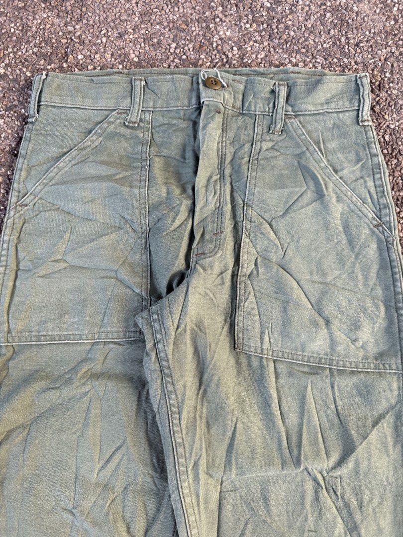 Vintage Stan Ray Baker Trousers (Category: Trousers) located in Quezon City. Submitted by though.bare (Listing ID 1432116254, Image 2). Description: Fits on 30 up to 31 for Men In good, worn condition. Waist : 15.5" Length : 39.5" Inseam : 30.5" Thigh : 11.5" Hem : 9" Front Rise : 12" No-when worns. Listings not marked sold/reserved are available. These are preloved/used items, manage expectations. Visit my profile for more!.