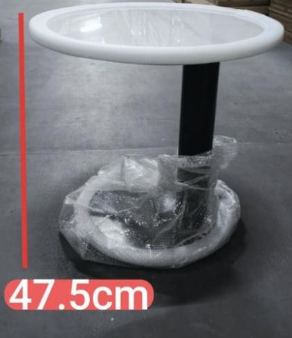 White Round Side Table (Category: Tables & Sets) located in Caloocan City. Submitted by alverstone.vault-66026 (Listing ID 1432007422, Image 1). Description: - White round tabletop - Black central support - Circular base design - Height: 47.5cm - You may contact us at 09159037866.